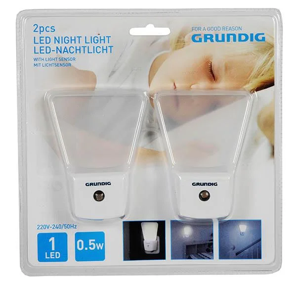 Φωτογραφία προϊόντος: Grundig Σετ 2 φώτα νυκτός με LED και αισθητήρα φωτός 1 led-0.5W 220V