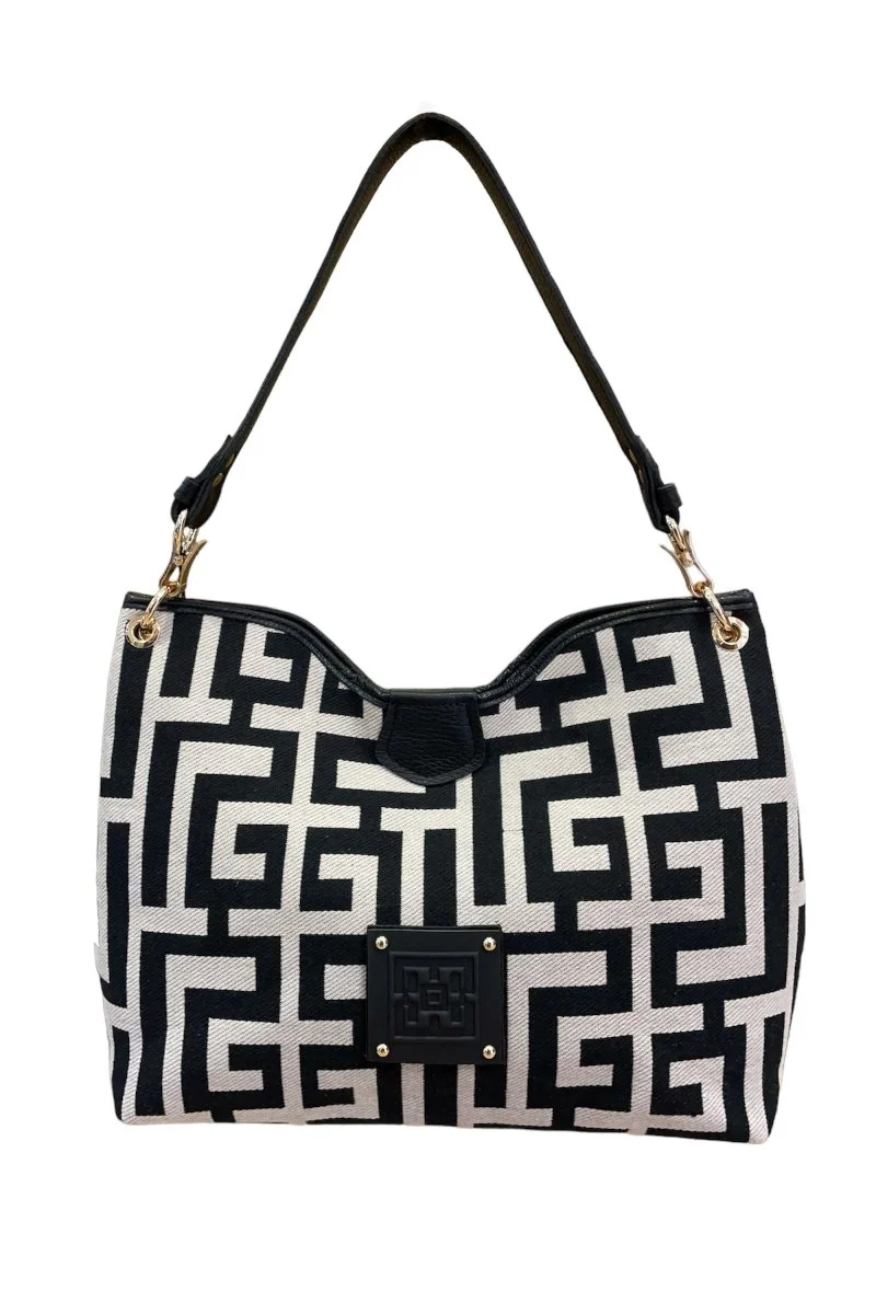Φωτογραφία προϊόντος: Midneto Kydon Black Beige Labyrinth Bag