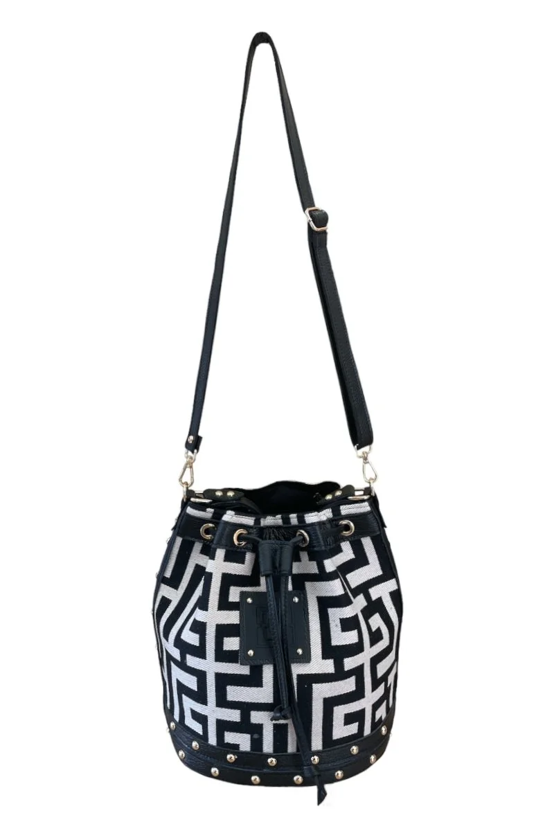 Φωτογραφία προϊόντος: Midneto Nefeli Black Beige Labyrinth Bag