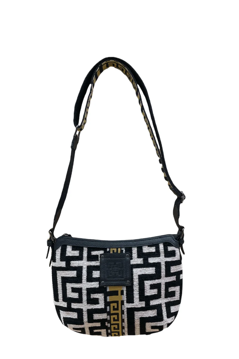 Φωτογραφία προϊόντος: Midneto Pasiphae Black Beige Chenille Labyrinth Bag