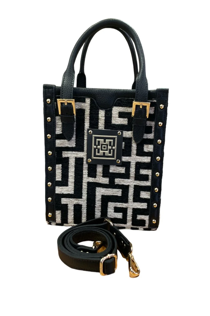 Φωτογραφία προϊόντος: Midneto Artemis Beige Black Chenille Labyrinth Bag