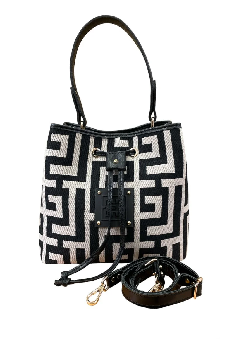 Φωτογραφία προϊόντος: Midneto Clio Black Beige Labyrinth Bag