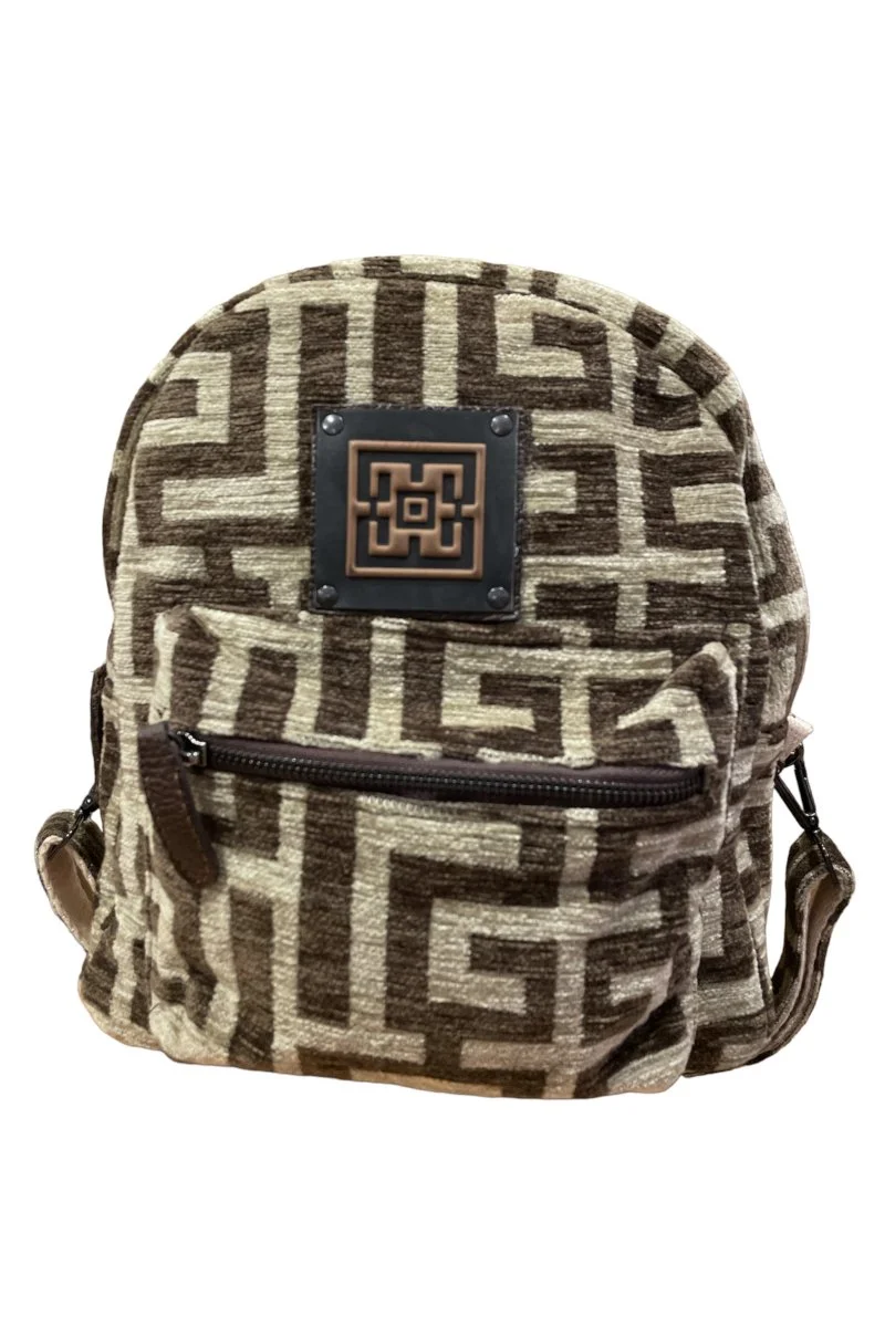 Φωτογραφία προϊόντος: Midneto Theros Dark Brown Beige Chenille Labyrinth Bag