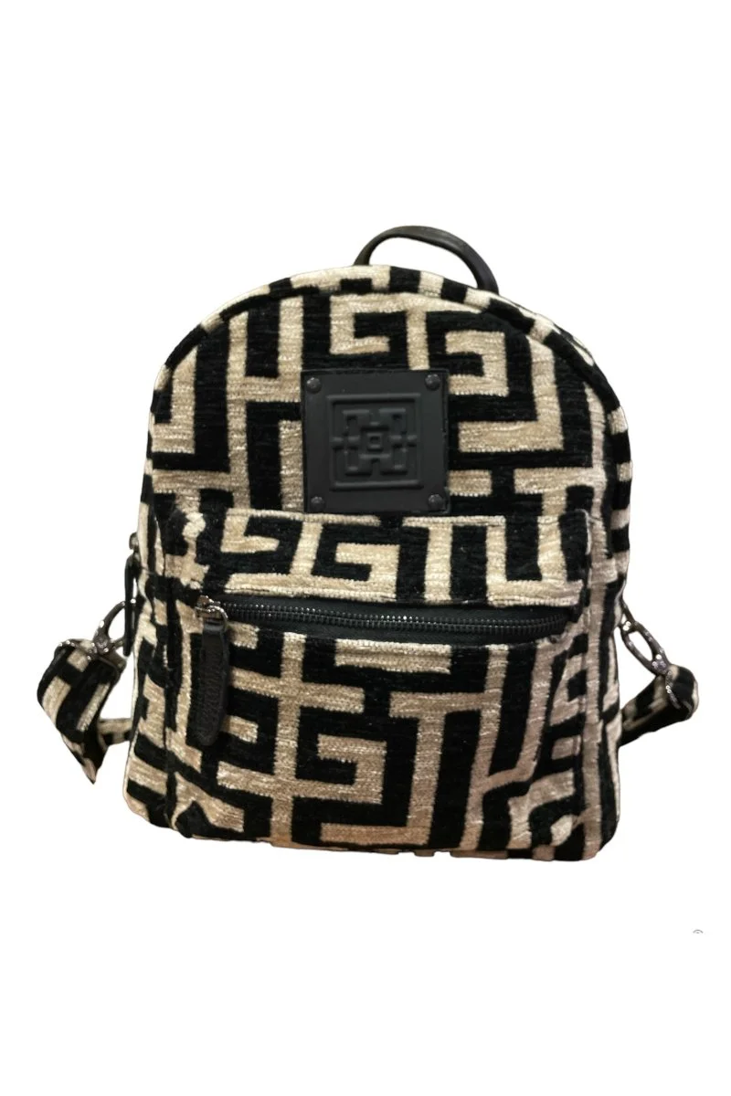 Φωτογραφία προϊόντος: Midneto Theros Black Beige chenille Labyrinth Bag