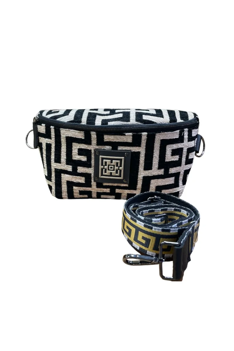 Φωτογραφία προϊόντος: Midneto Urania I Black Beige Chenille Labyrinth Bag