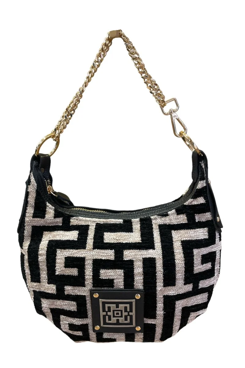 Φωτογραφία προϊόντος: Midneto Iris Black Beige Chenille Labyrinth Bag