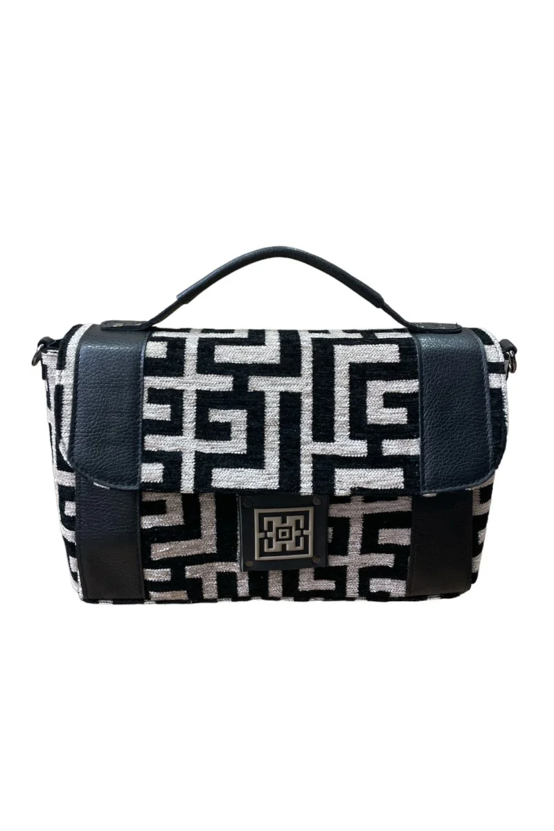 Φωτογραφία προϊόντος: Midneto Hera Black Beige Chenille Labyrinth Bag