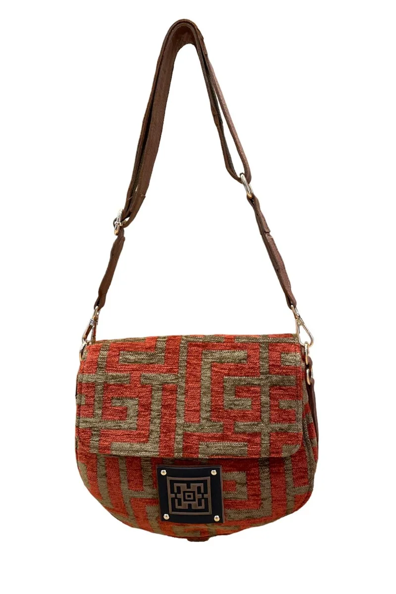 Φωτογραφία προϊόντος: Midneto Dias Terracotta Brown Chenille Labyrinth Bag