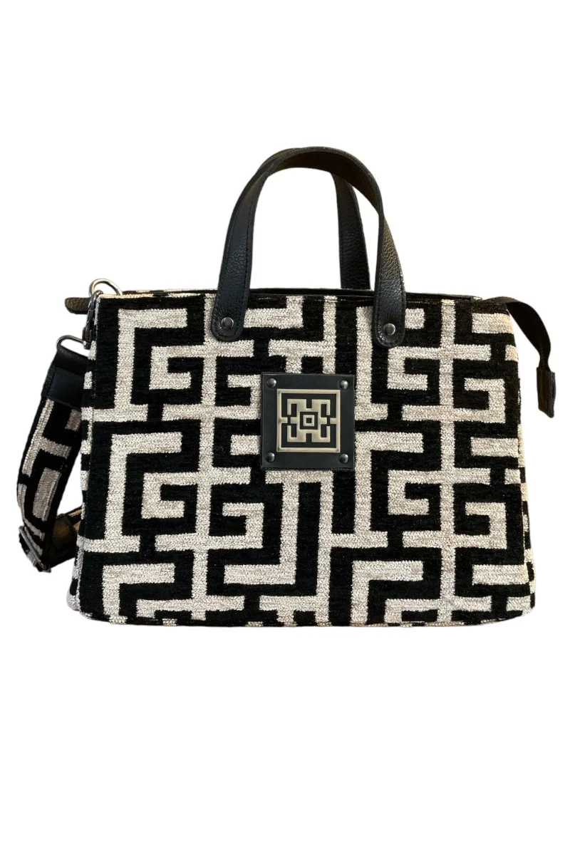 Φωτογραφία προϊόντος: Midneto Theseus Black Beige Chenille Labyrinth Bag