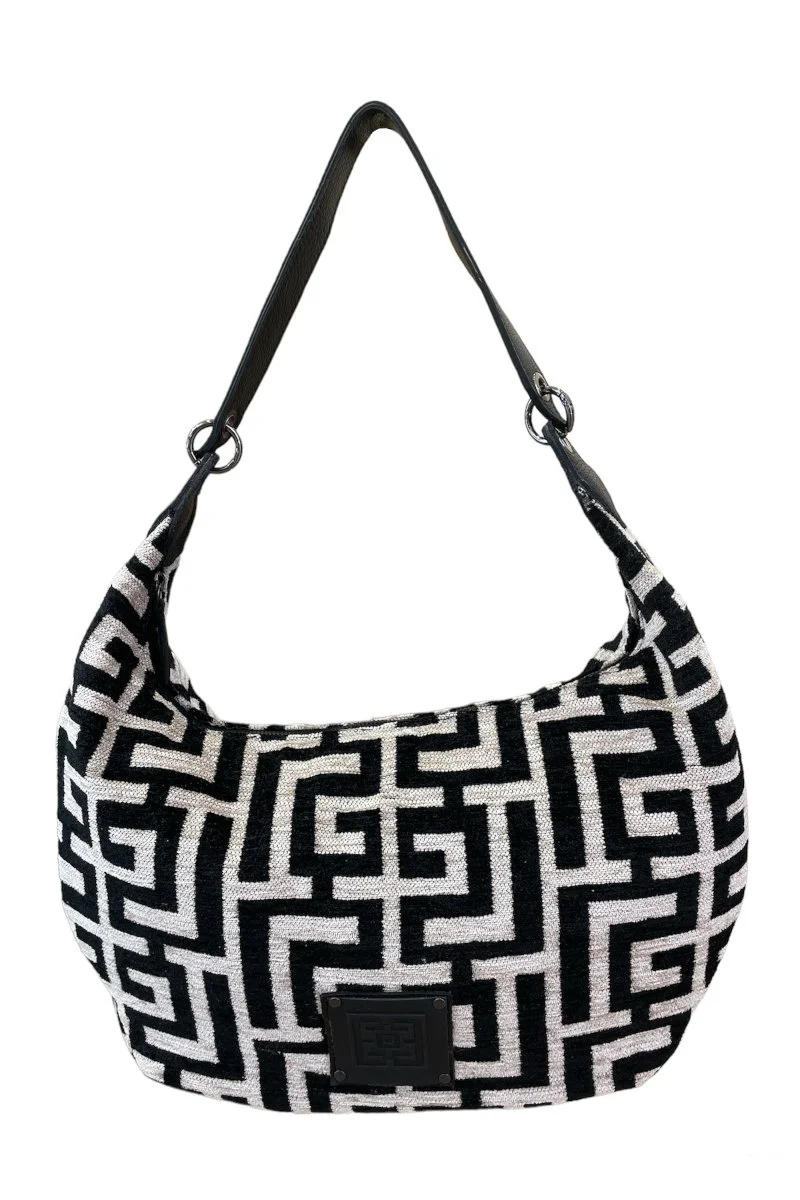 Φωτογραφία προϊόντος: Midneto Electra Beige Black Chenille Labyrinth Bag
