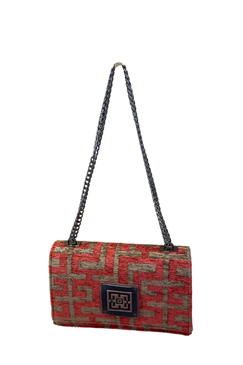 Φωτογραφία προϊόντος: Midneto Delos Terracotta Brown Chenille Labyrinth Bag
