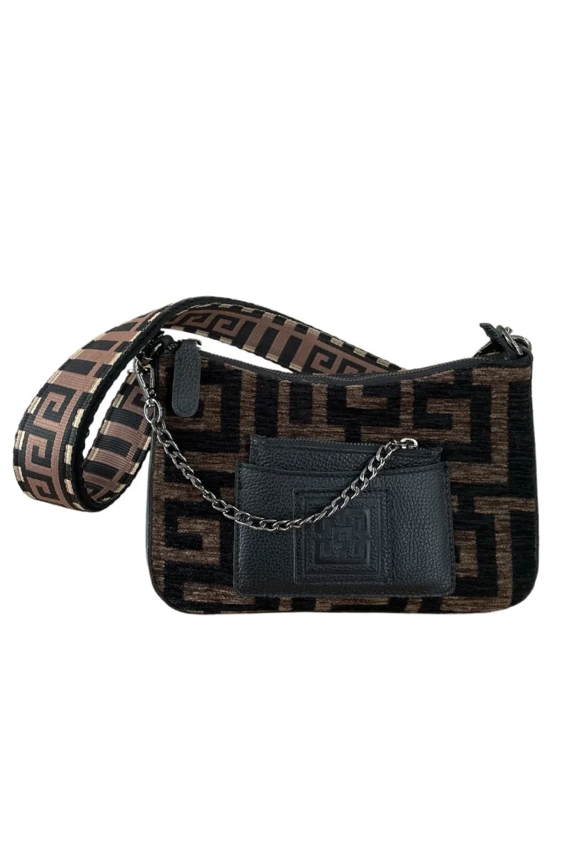 Φωτογραφία προϊόντος: Midneto Dione Black Brown Chenille Labyrinth Bag