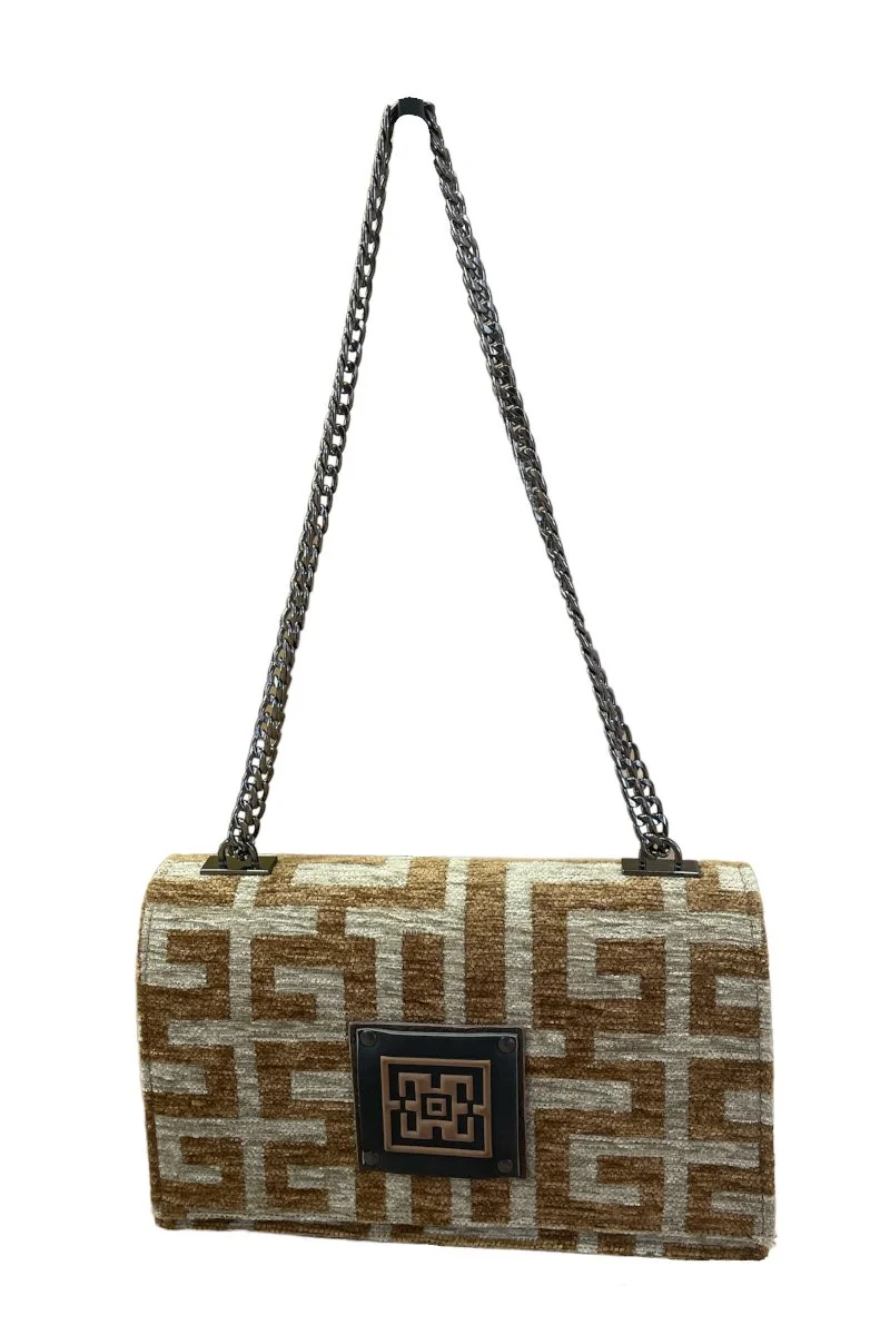 Φωτογραφία προϊόντος: Midneto Delos Light Brown Beige Chenille Labyrinth Bag