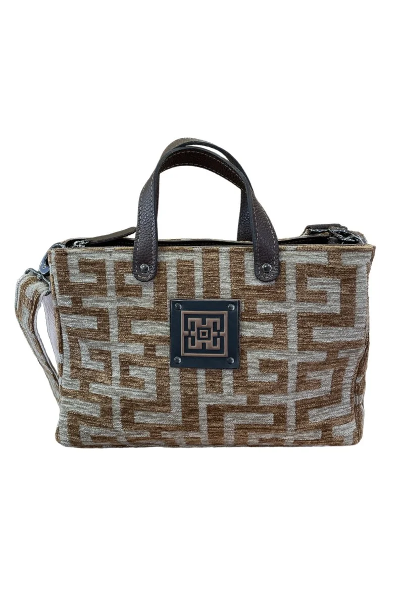 Φωτογραφία προϊόντος: Midneto Theseus Light Brown Beige Chenille Labyrinth Bag