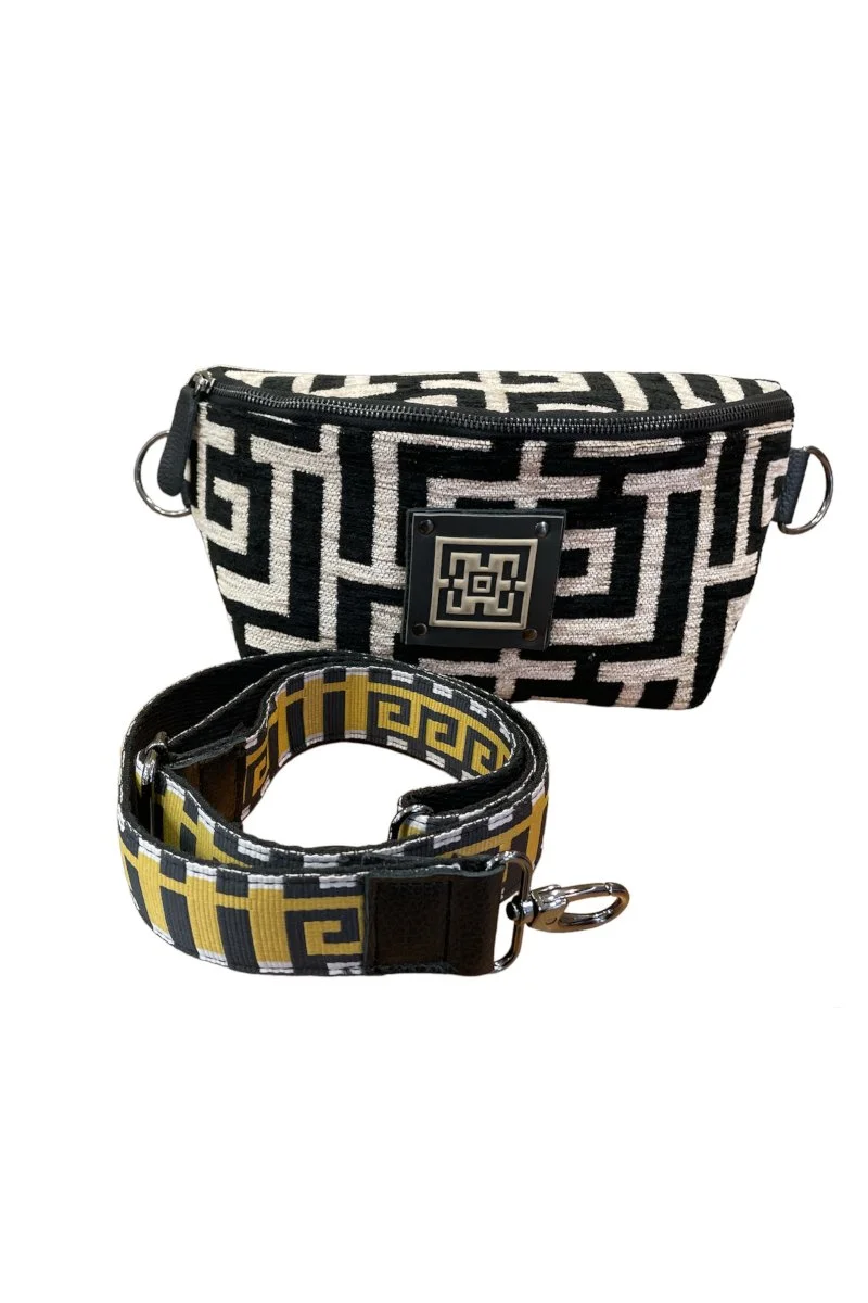 Φωτογραφία προϊόντος: Midneto Melpomene I Black Beige Chenille Labyrinth Bag