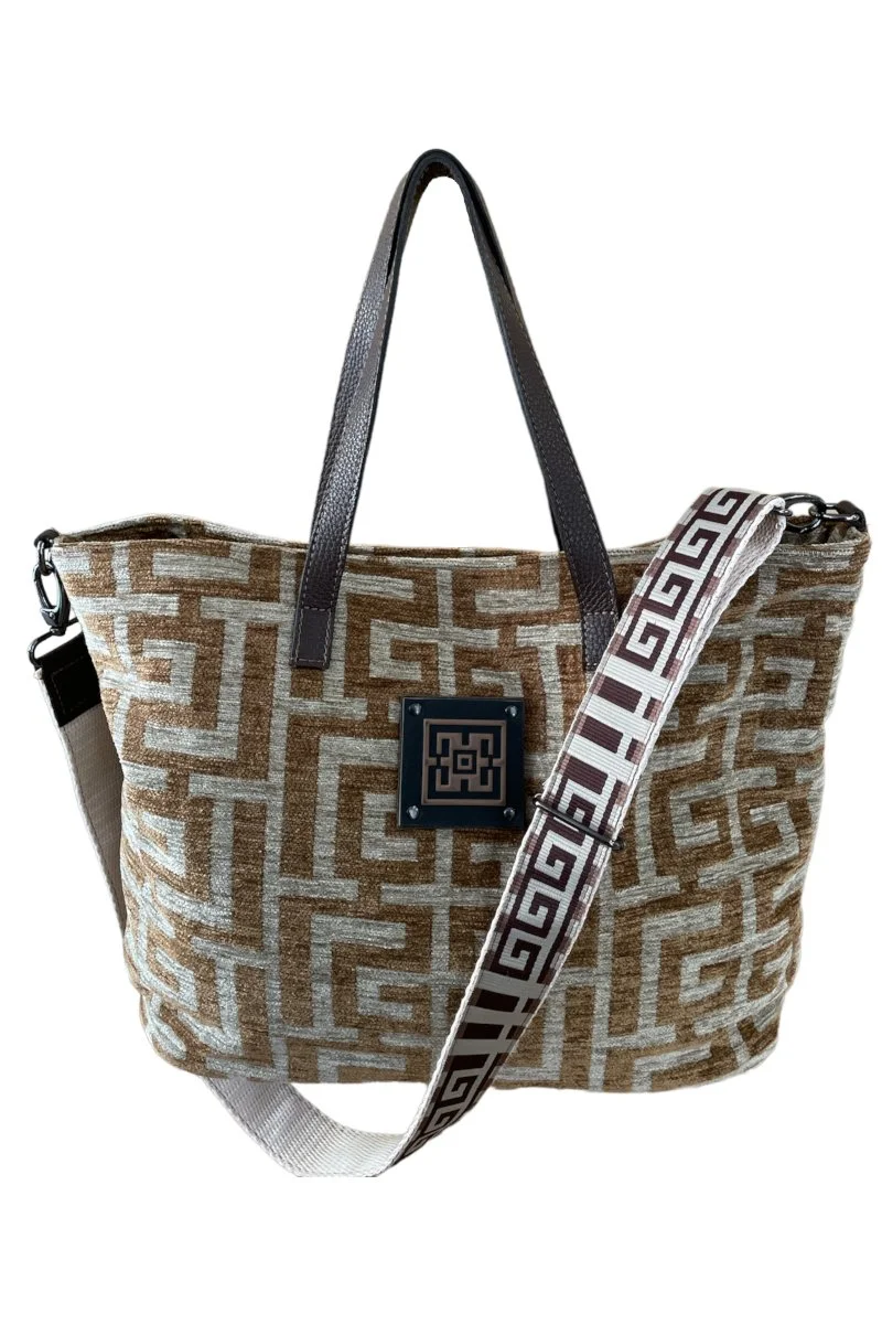 Φωτογραφία προϊόντος: Midneto Calypso Light Brown Beige Chenille Labyrinth Bag