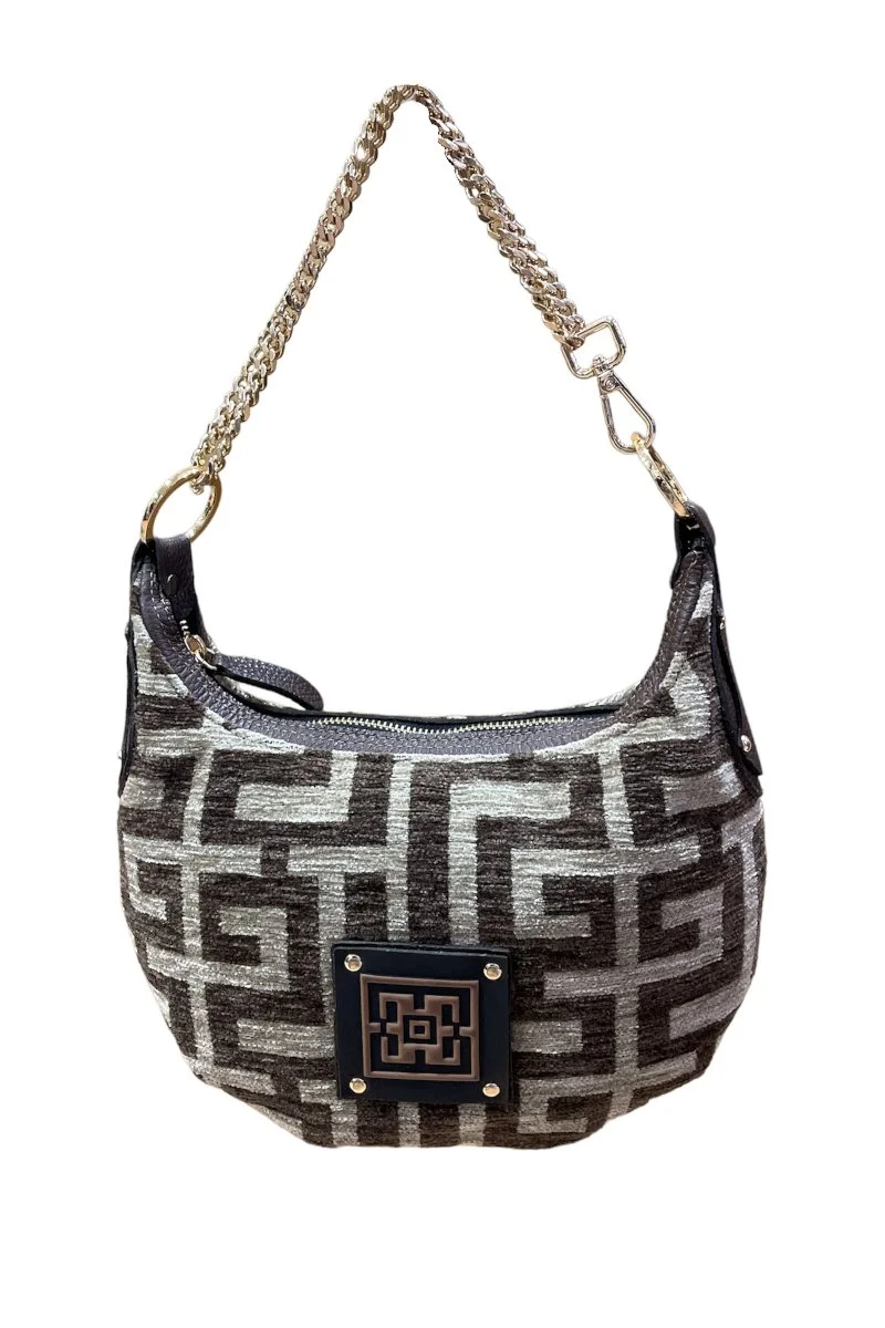 Φωτογραφία προϊόντος: Midneto Iris Dark Brown Beige Chenille Labyrinth Bag