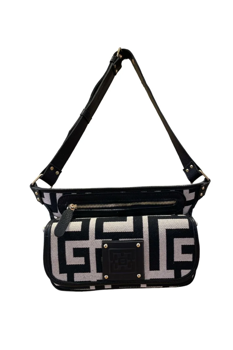 Φωτογραφία προϊόντος: Midneto Faidra Black Beige Labyrinth Bag