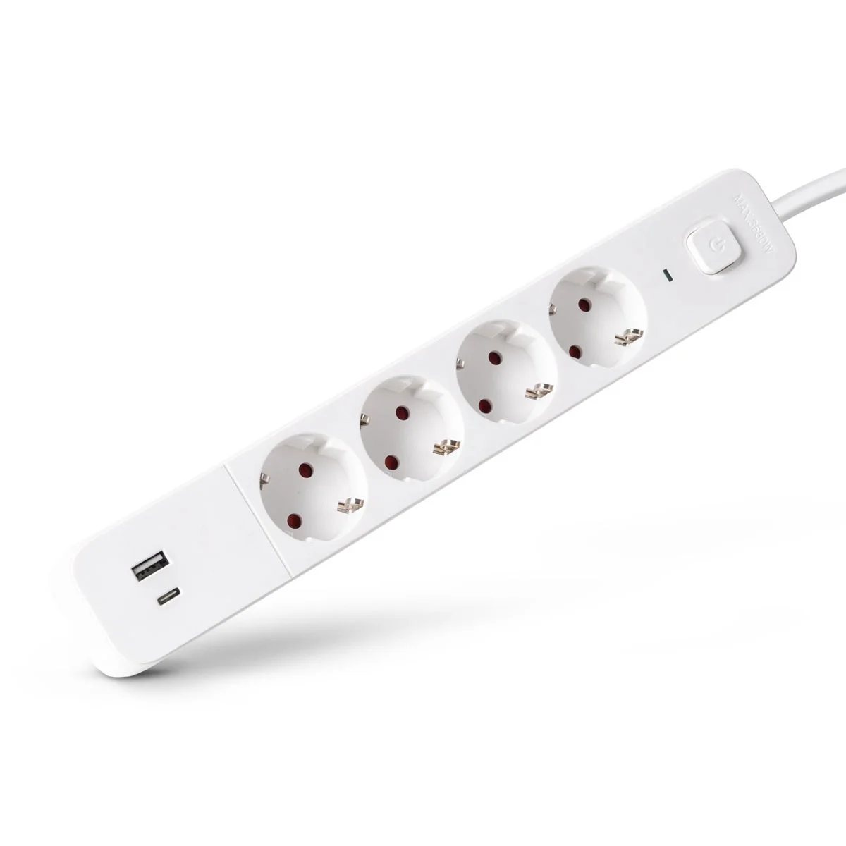 Φωτογραφία προϊόντος: Entac Socket Extension Cord D2 4 Sockets with Switch 1.5m - Πολύπριζο 4 θέσεων με διακόπτη, 1xUSB-A και 1xUSB-C