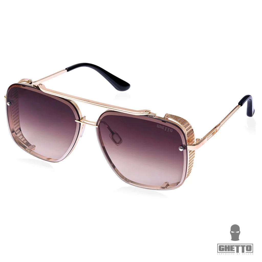 Φωτογραφία προϊόντος: Ghetto Double Beam Square Pilot Sunglasses Gold Frame Unisex Tea