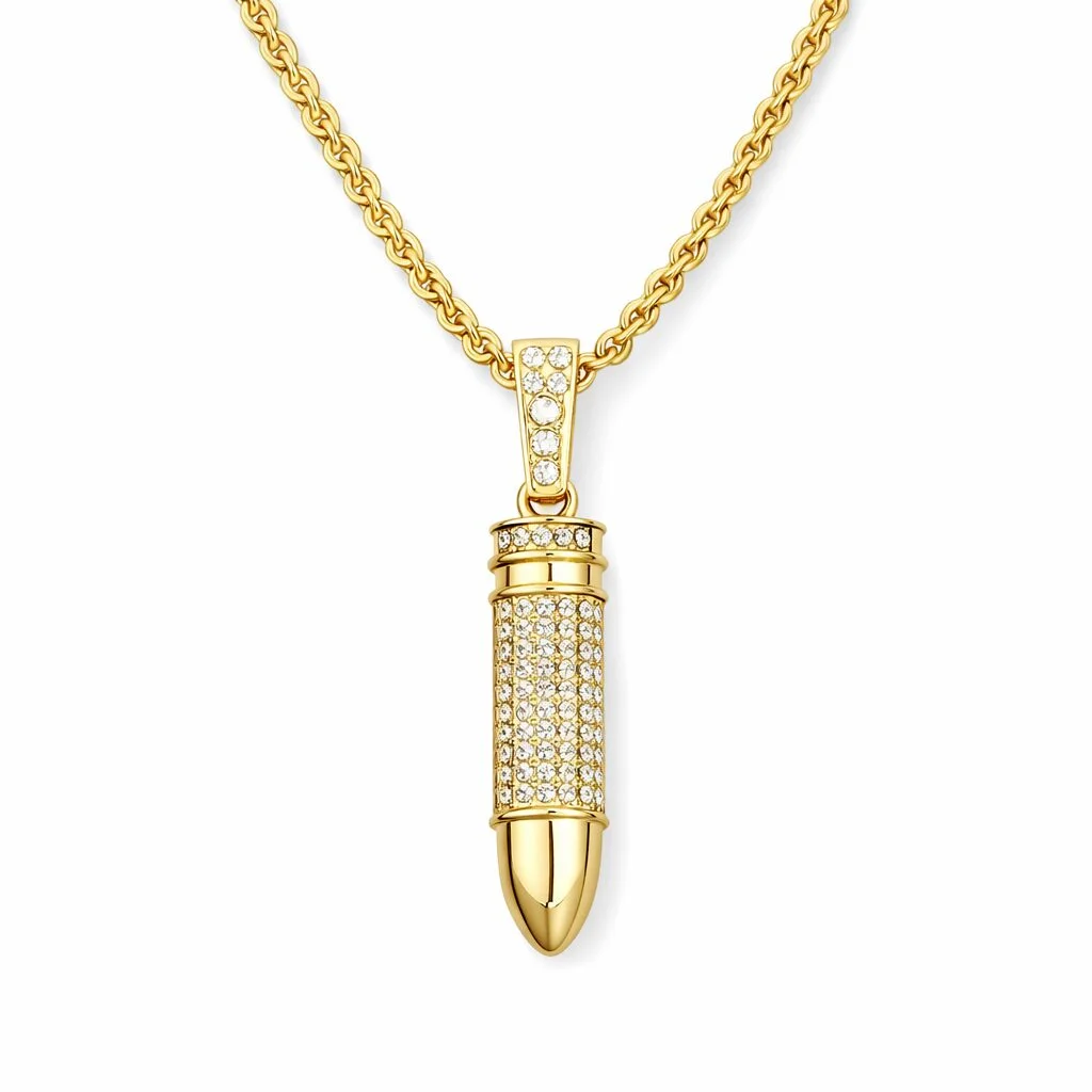Φωτογραφία προϊόντος: Ghetto Hip Hop Necklace Twist Chain Bullet Diamond Pendant