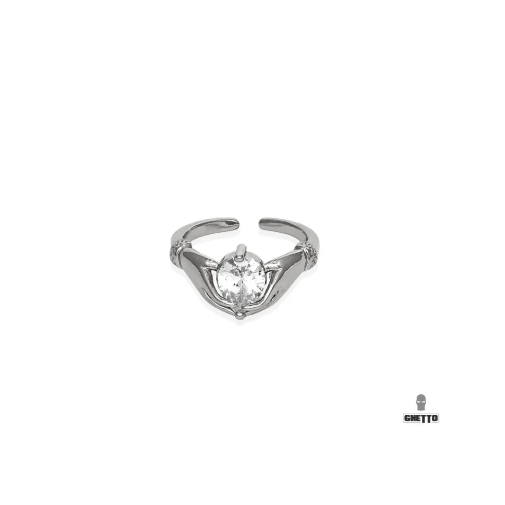 Φωτογραφία προϊόντος: Ghetto Hand Shape Diamond Ring Adjustable Silver