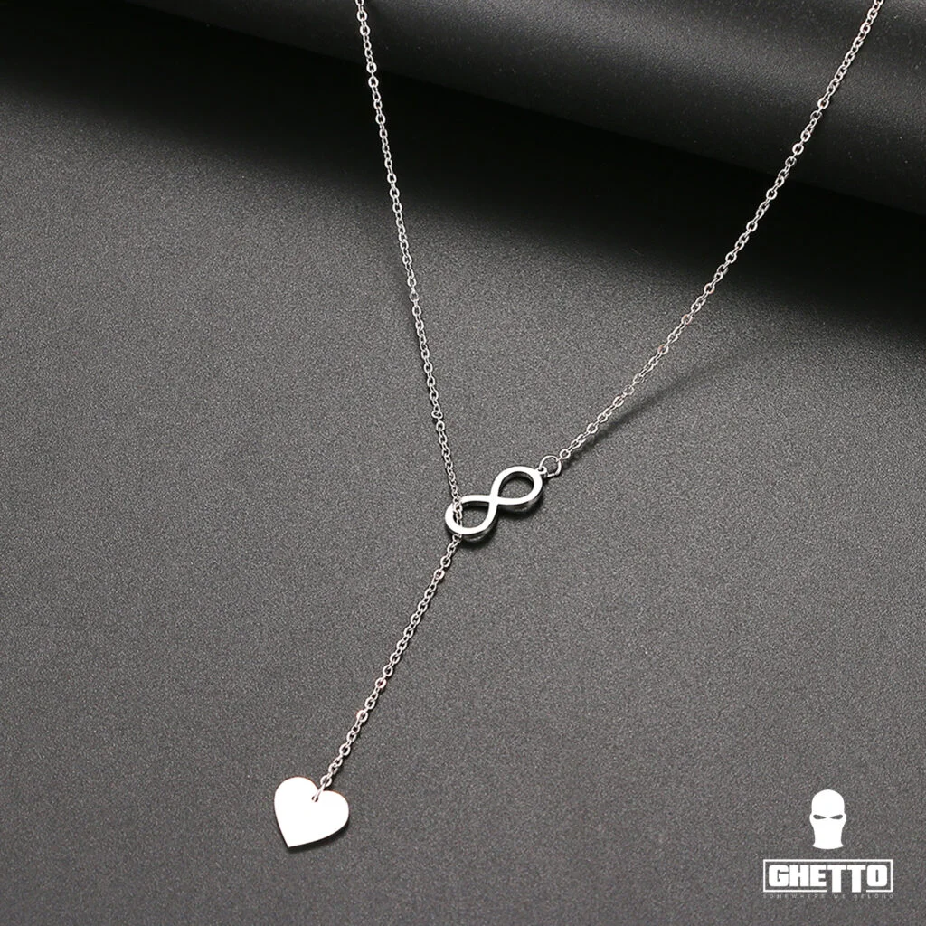 Φωτογραφία προϊόντος: Ghetto Fashion "8" Heart Shape Pendant Layered Style Necklace SS Silver