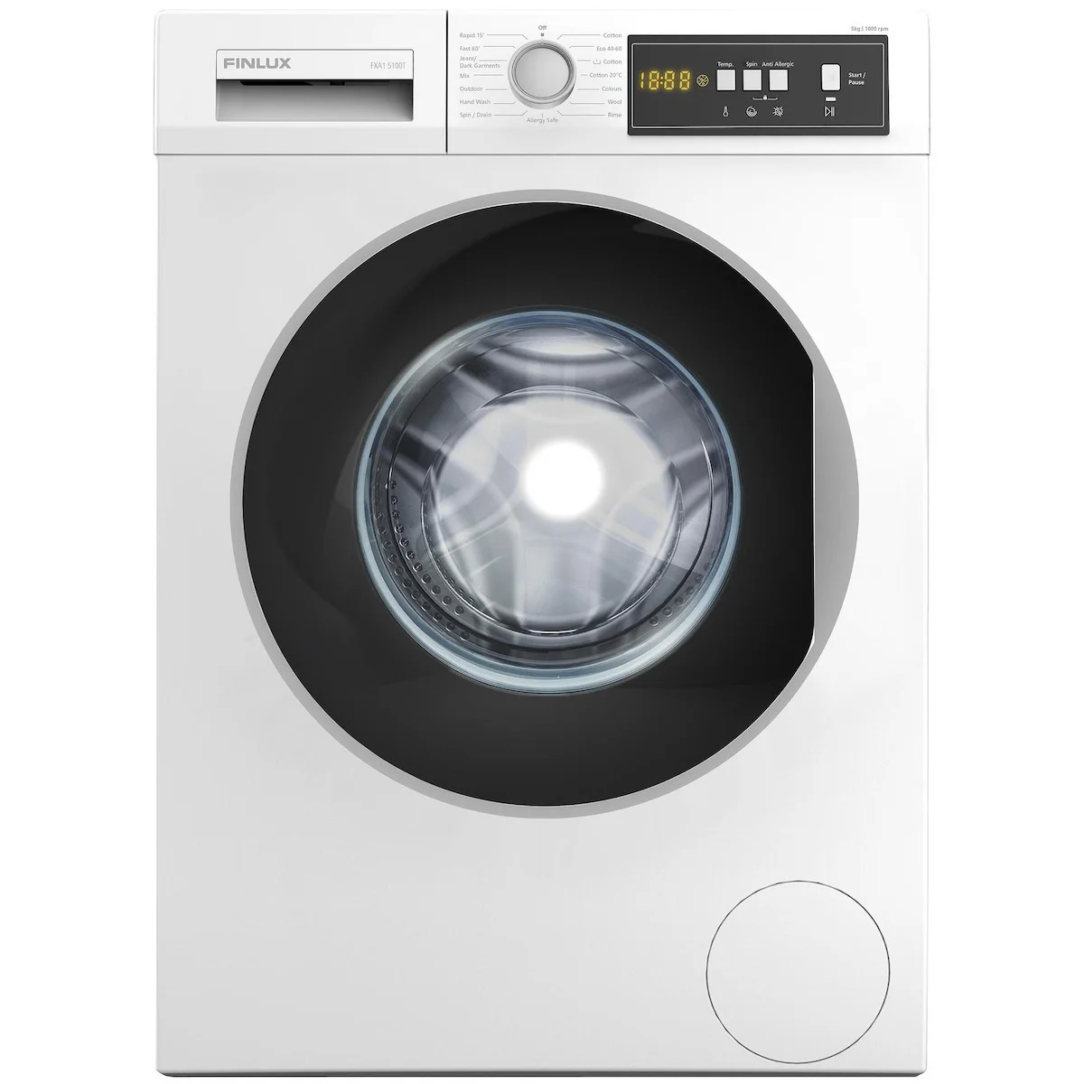Φωτογραφία προϊόντος: Πλυντήριο Ρούχων Finlux FXA1 5100T 5kg D 1000 Στροφών Λευκό
