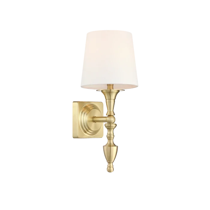 Φωτογραφία προϊόντος: COSMOLight Sconce Austin W01132BR-WH ορείχαλκος με λευκό καπέλο – κομψό και αρμονικό φωτιστικό τοίχου