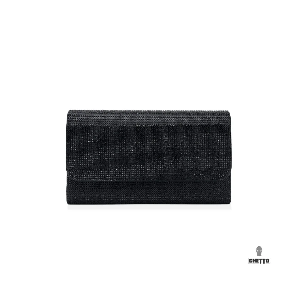 Φωτογραφία προϊόντος: Ghetto Crystal Envelope Clutch with Chain Strap | Elegant Evening Bag Black