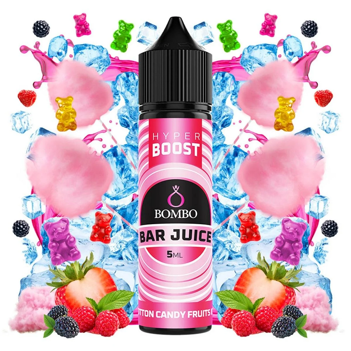 Φωτογραφία προϊόντος: Bombo Bar Juice Hyper Boost Flavor Shot Cotton Candy Fruits Ice 5ml/60ml