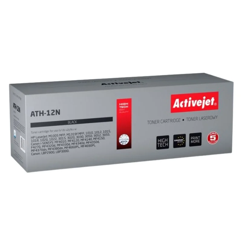 Φωτογραφία προϊόντος: Συμβατό Toner Εκτυπωτή Laser ActiveJet HP 12A (Q2612A) / Canon CRG-703, FX-10 2300 Pages Black ATH-12N