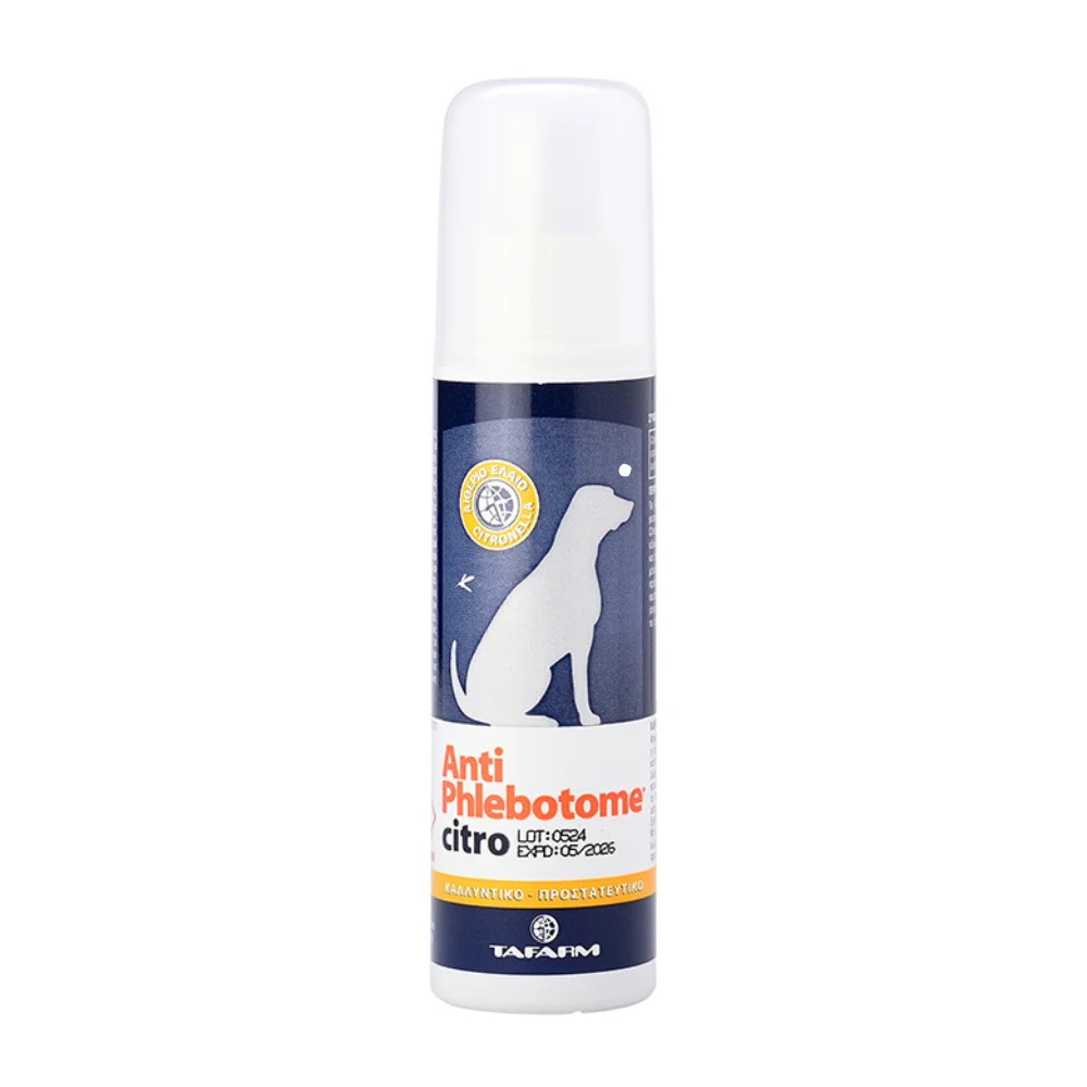Φωτογραφία προϊόντος: Tafarm Spray Anti-Phlebotome Citro 125ml– Εντομοαπωθητικό Υγρό για Σκύλους