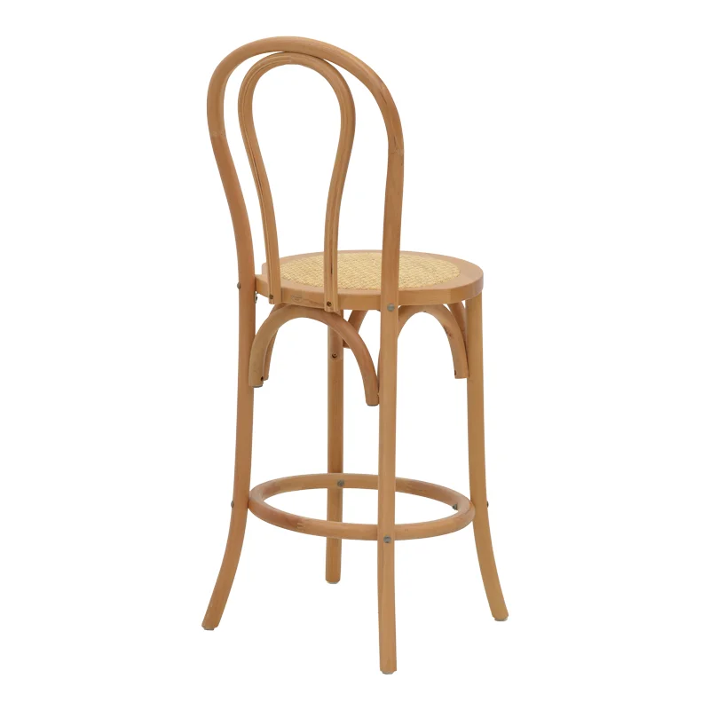 Φωτογραφία προϊόντος: Σκαμπό μπαρ Thonet pakoworld φυσικό ξύλο οξιάς-έδρα φυσικό rattan 41x50x105εκ (x1)