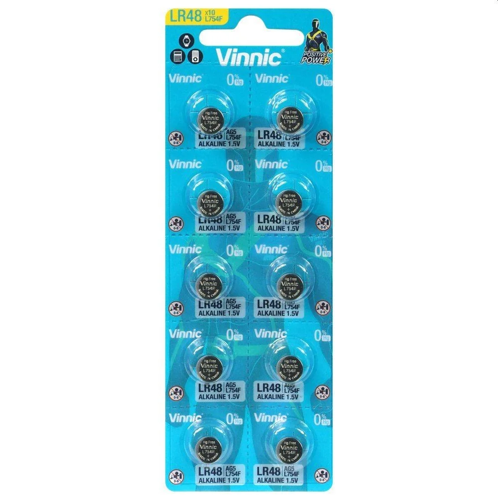 Φωτογραφία προϊόντος: Buttoncell Vinnic L754F AG5 LR48 Τεμ. 10
