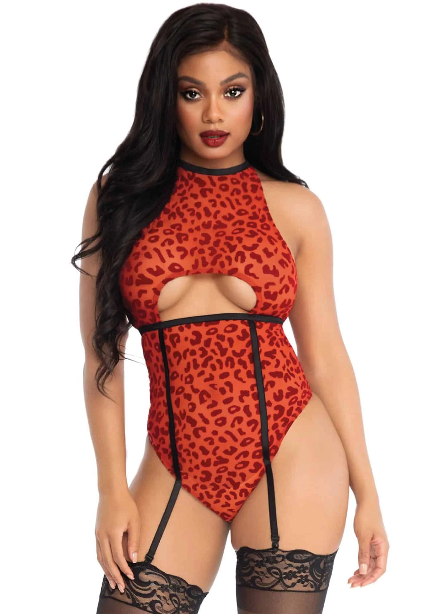 Φωτογραφία προϊόντος: LEG AVENUE Sheer backless garter teddy