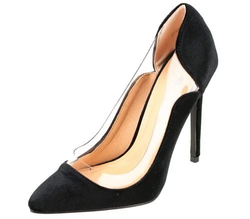 Φωτογραφία προϊόντος: Smart Shoes Γυναικεία Γόβα Suede με Διαφάνεια 11cm Συνθετικό Δέρμα μέσα - έξω κωδ. 37054 Μαύρο