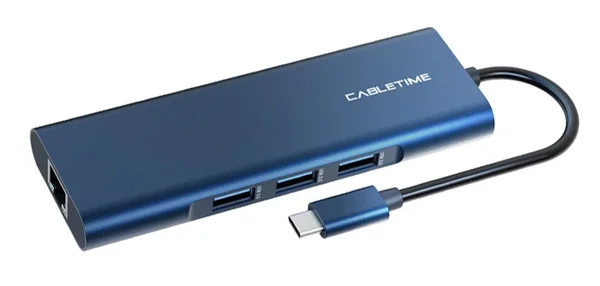 Φωτογραφία προϊόντος: CABLETIME docking station CT-CMHD91, 9 θυρών, USB-C, 4K, 100W, μπλε