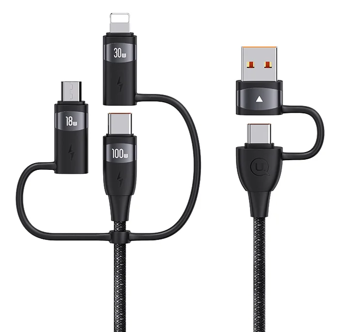 Φωτογραφία προϊόντος: USAMS καλώδιο USB/USB-C σε 3 in 1 US-SJ646, PD 100W, 2m, μαύρο
