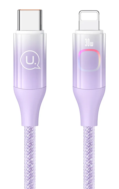 Φωτογραφία προϊόντος: USAMS καλώδιο Lightning σε USB-C US-SJ638, 30W PD, 1.2m, μωβ
