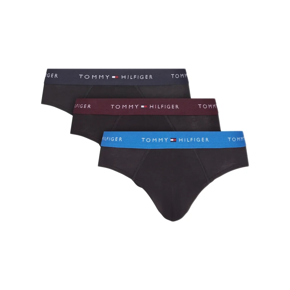 Φωτογραφία προϊόντος: Tommy Hilfiger Ανδρικό Slip Signature Logo Waistband Briefs - Τριπλό Πακέτο, Χρώμα Dp Brg-Blu Com-Des Sky