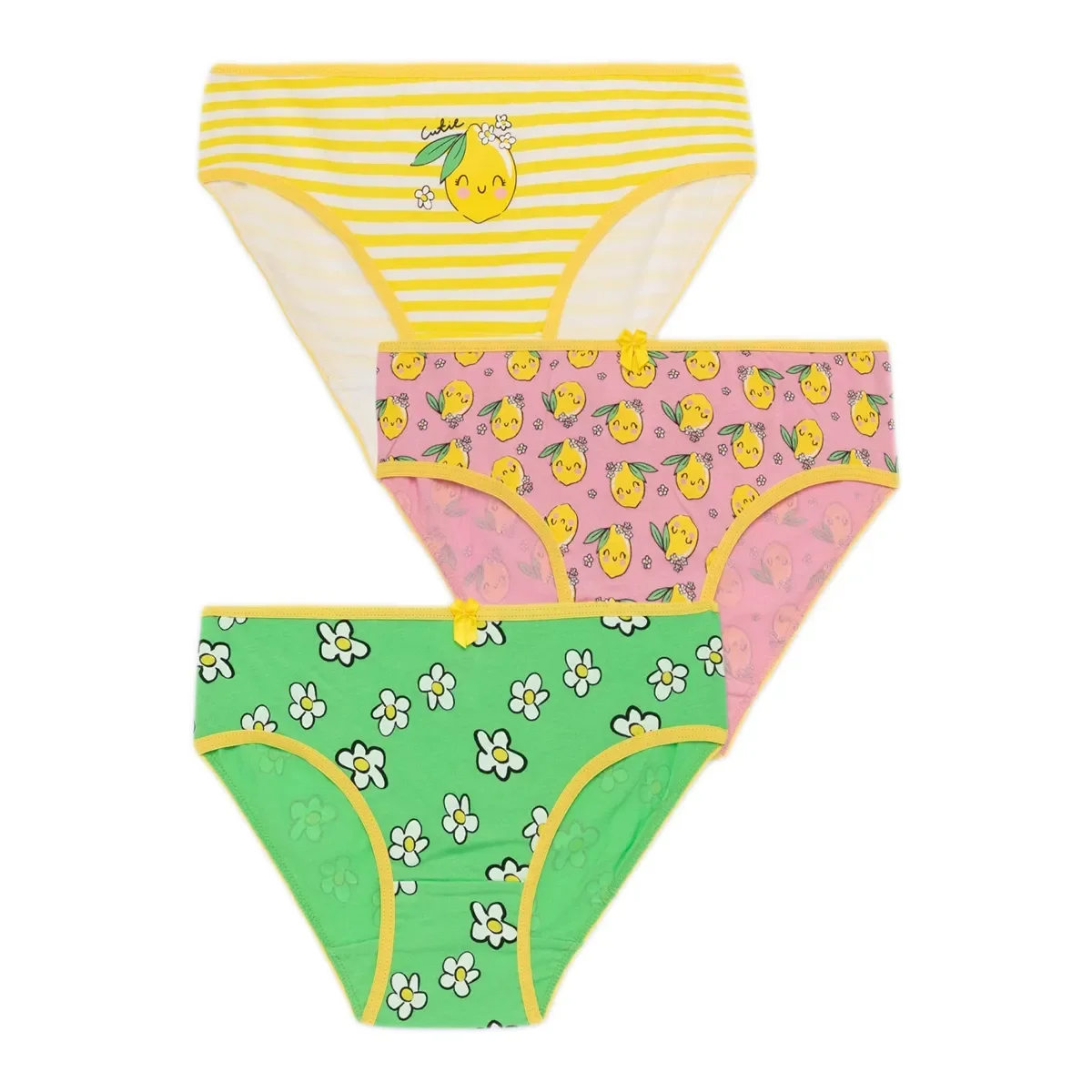Φωτογραφία προϊόντος: Minerva Παιδικό Slip Κορίτσι Lemons & Flowers - Τριπλό Πακέτο, Χρώμα Ροζ-Πράσινο-Κίτρινο