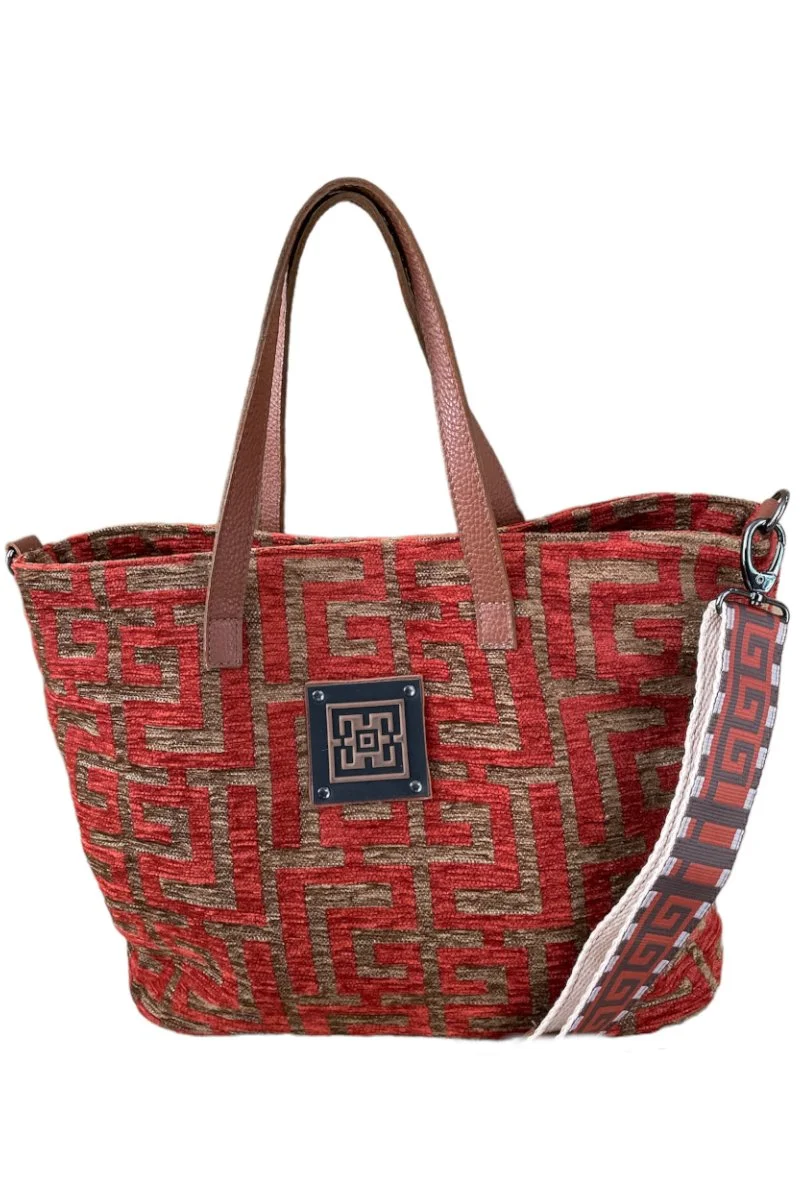 Φωτογραφία προϊόντος: Midneto Calypso Terracotta Brown Chenille Labyrinth Bag