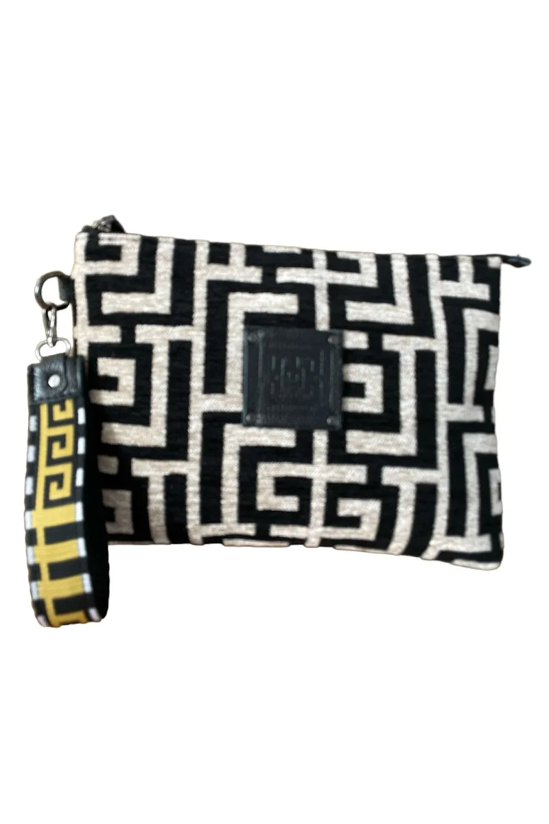 Φωτογραφία προϊόντος: Midneto Ifigenia Beige Black Chenille Labyrinth Bag
