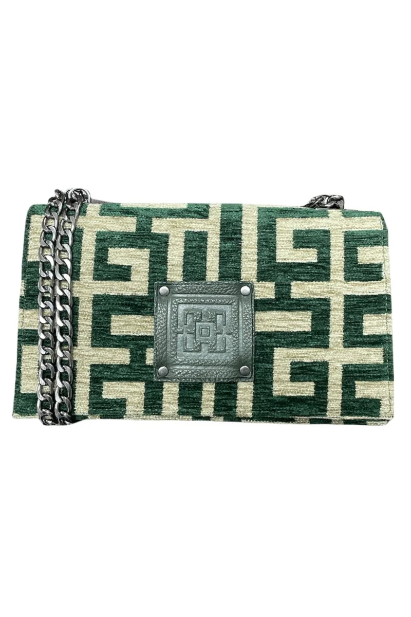 Φωτογραφία προϊόντος: Midneto Delos Beige Cypress Green Chenille Labyrinth Bag