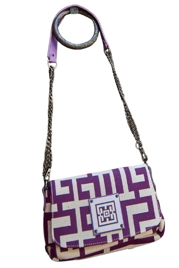 Φωτογραφία προϊόντος: Midneto Rhea Beige Purple Labyrinth Bag