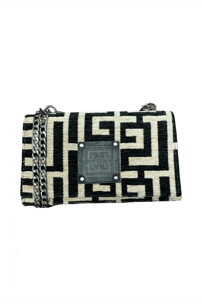 Φωτογραφία προϊόντος: Midneto Delos Beige Black Chenille Labyrinth Bag