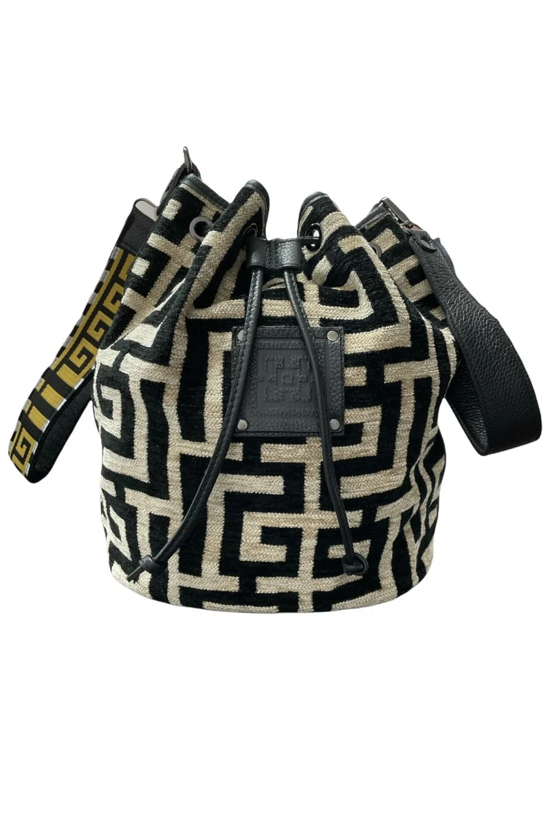 Φωτογραφία προϊόντος: Midneto Themis I Beige Black Chenille Labyrinth Bag
