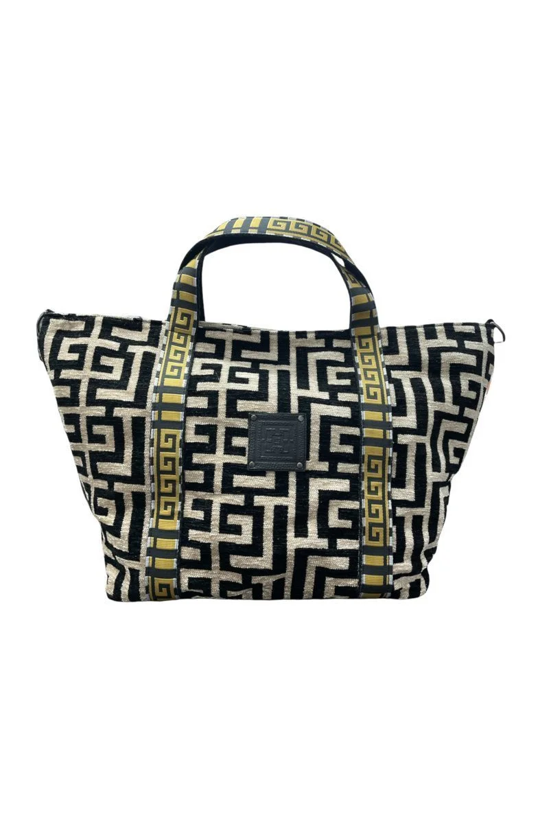 Φωτογραφία προϊόντος: Midneto Efterpe I Beige Black Chenille Labyrinth Bag