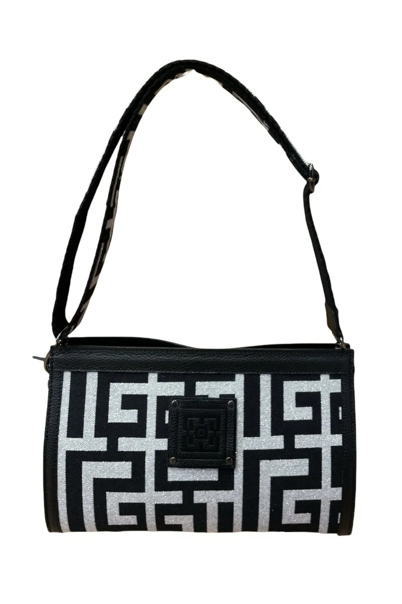 Φωτογραφία προϊόντος: Midneto Erofili Silver (Lurex) Black Labyrinth Bag